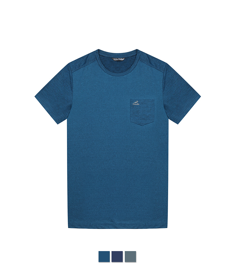 [크로커다일] 투톤 멜란지 배색 라운드 티셔츠 CDAA7TP2705 - 던필드몰_DawnFieldMall